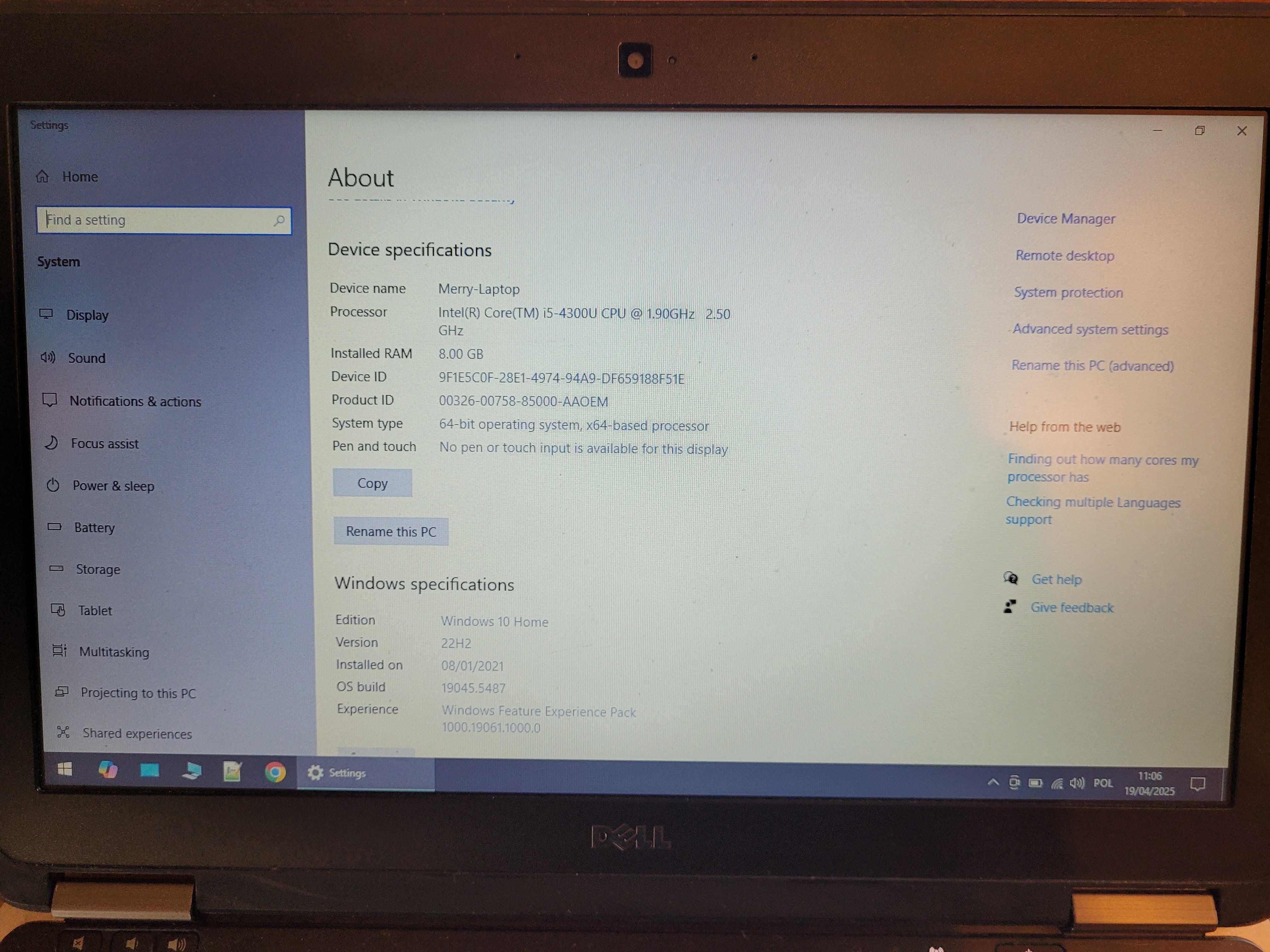 Laptop Dell Latitude E7240 i5-4300U SSD W10 Pro + stacja dokująca UK