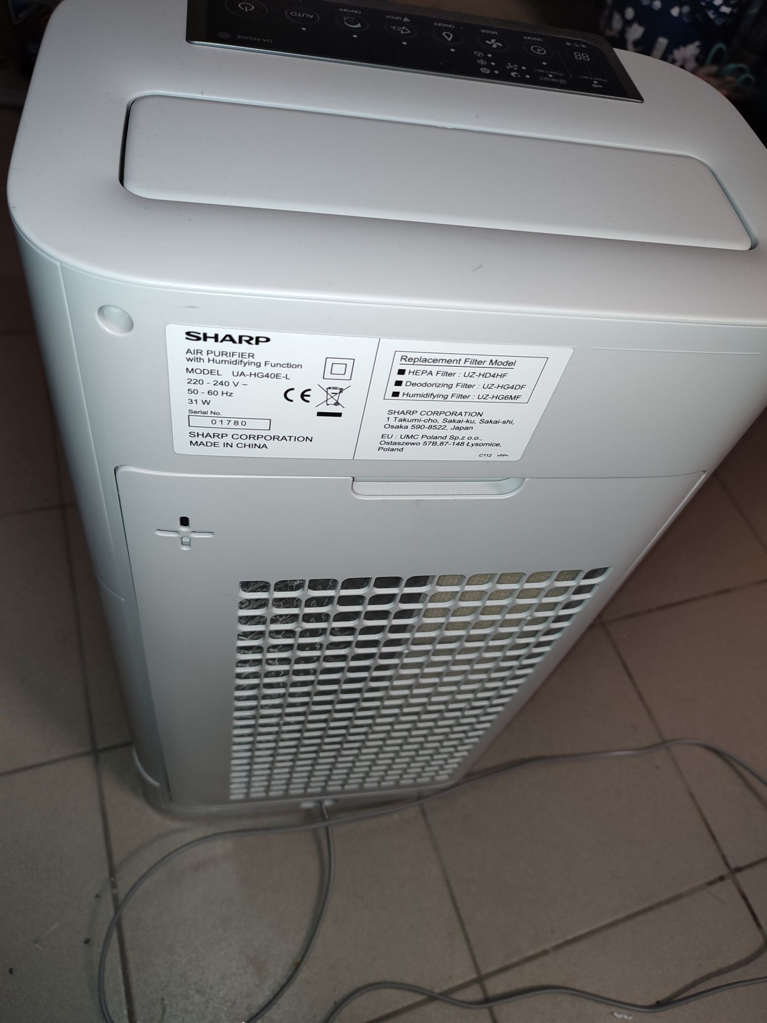 Oczyszczacz powietrza Sharp UA-HG40E