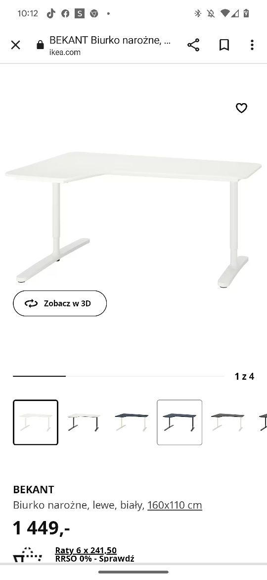 biurko Ikea bekant  narożne stan bdb