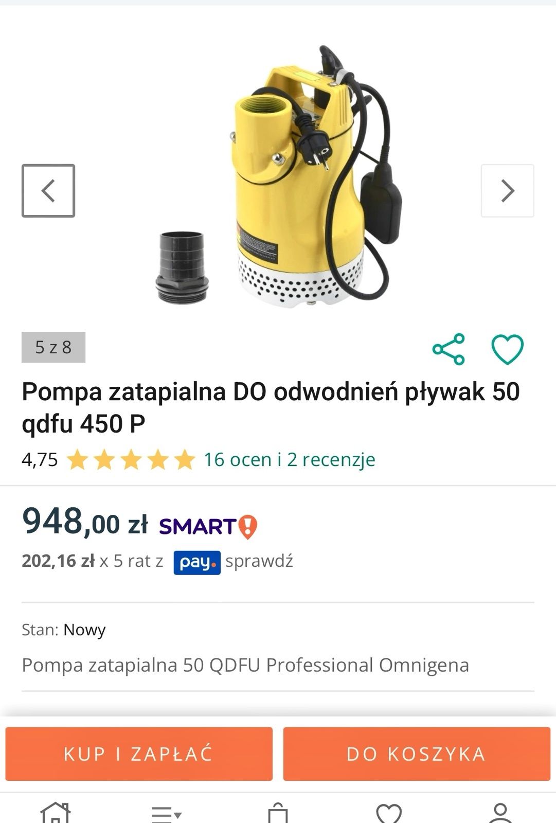 Польский! Насос шламовый Omnigena WQ 50 QDFU 450 Professional