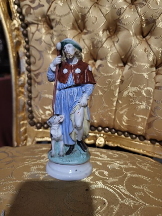 Stara porcelanowa figurka Święty Roch