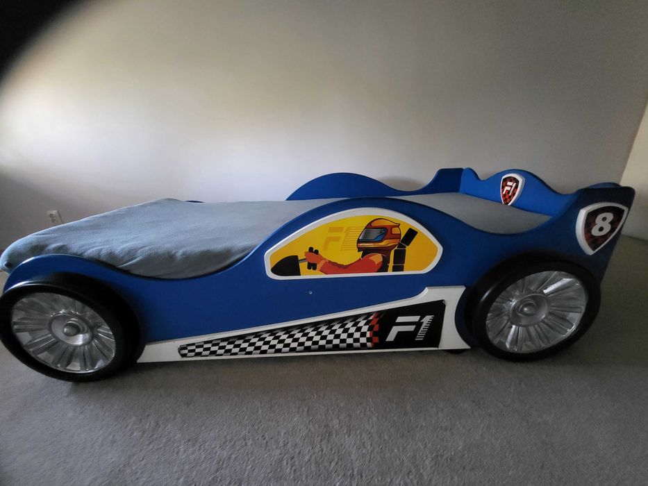 Łóżko samochód MONZA niebieski dla dziecka,gratisy materac, naklejki