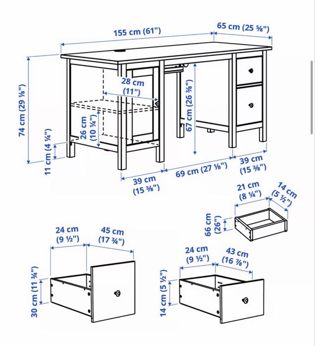 Secretária branca 155x65 cm