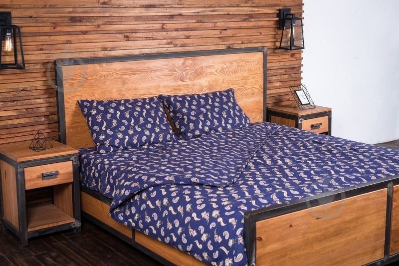 ШАРА комплект постільної білизни Постіль 2х спальна ЄВРО Синя ПЛОТНА 7