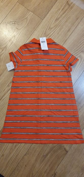 Sukienka pomarańczowa w paski dla dziewczynki Lacoste 116