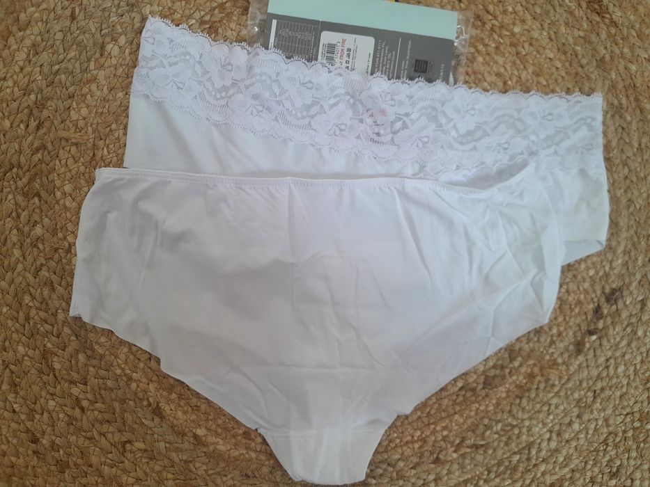 2 pak pary majtki figi damskie L 40 białe do sukienki cięte laserowo