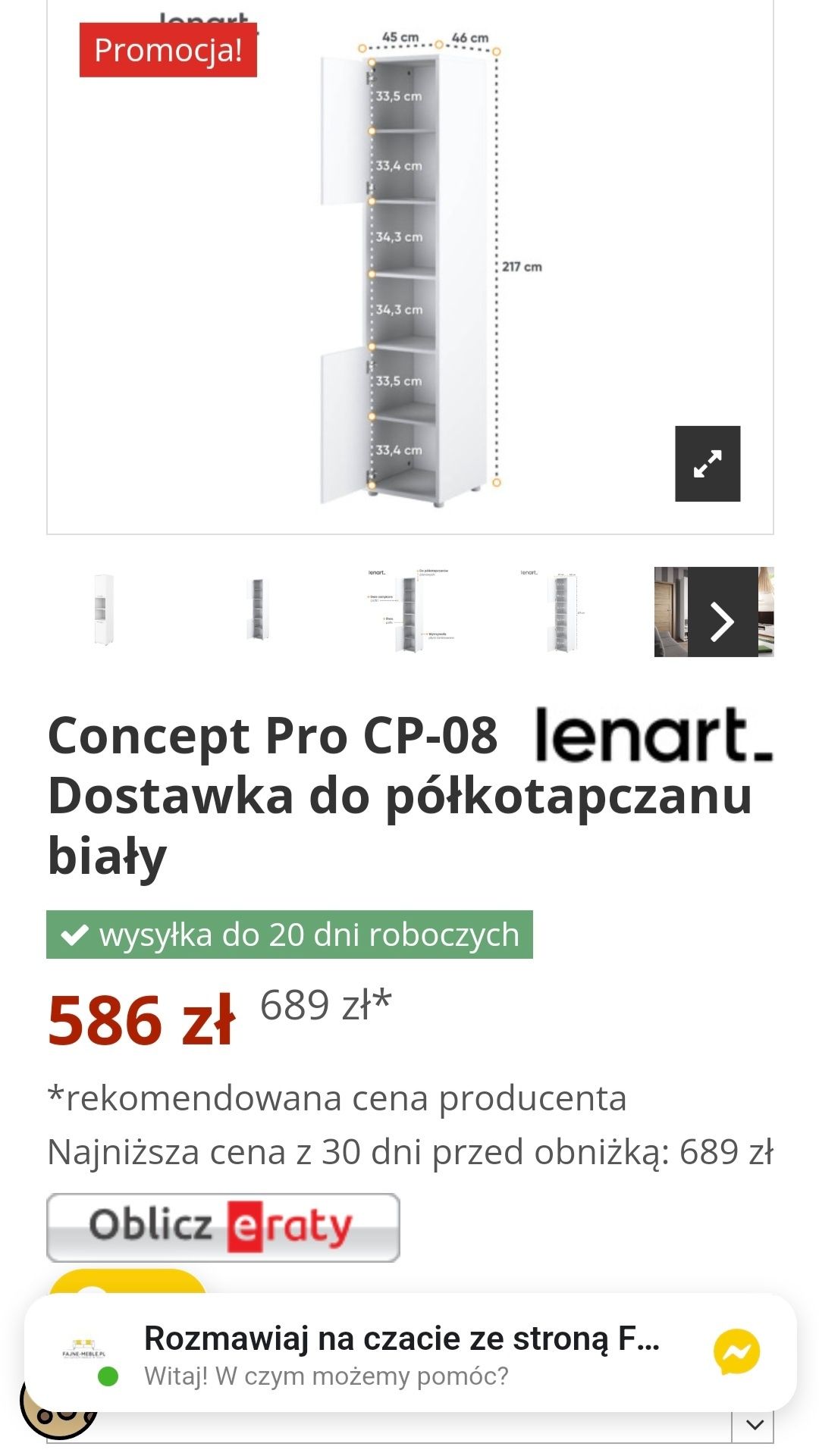 Lenart Concept Pro CP-08 Dostawka do półkotapczanu biały