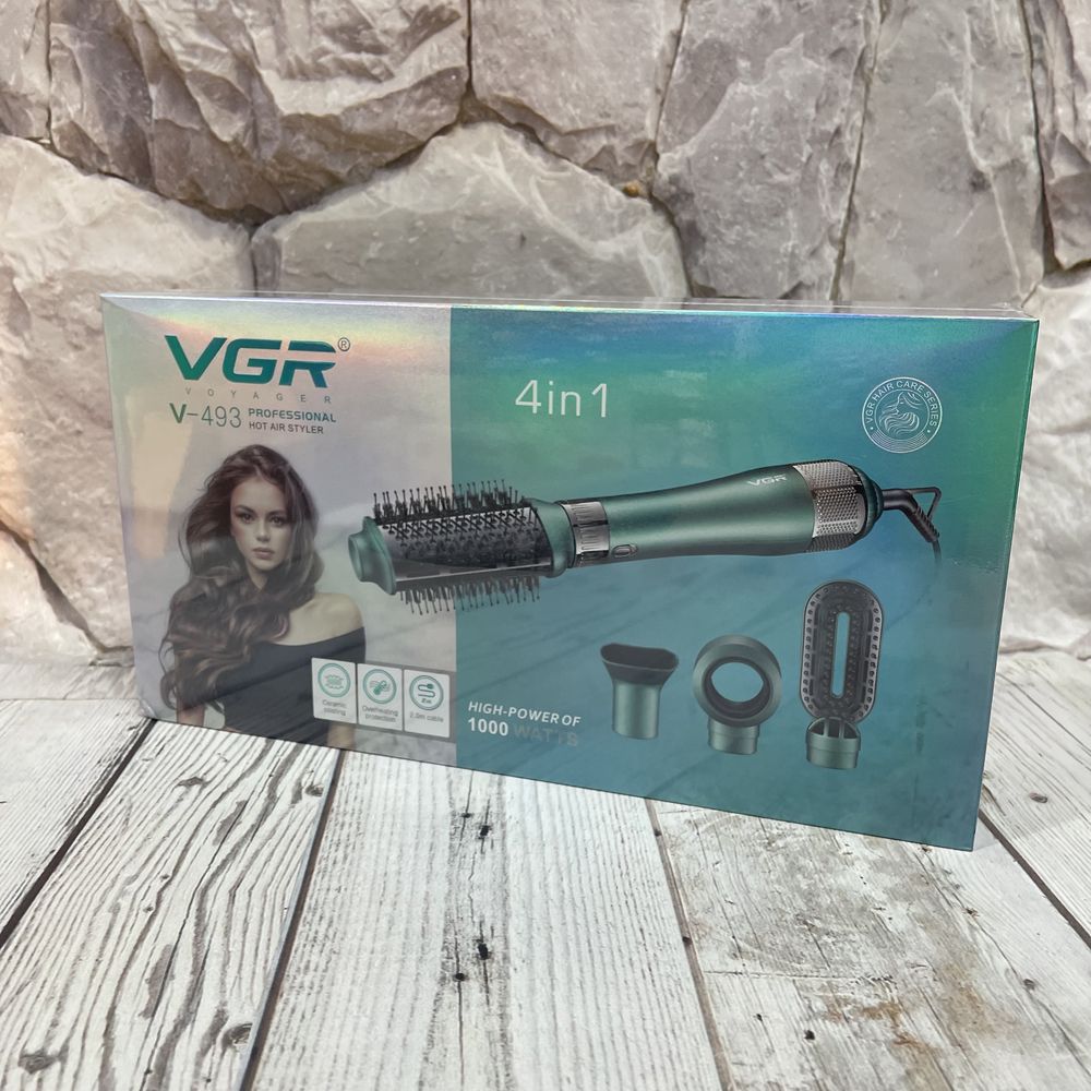 Фен - щетка для волос мультистайлер с насадками 4в1 VGR V-493 1000W
