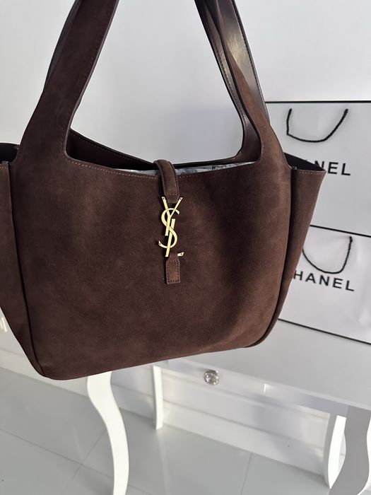 Torba YSL zamsz naturalny czekolada nosisz na dwa sposoby
