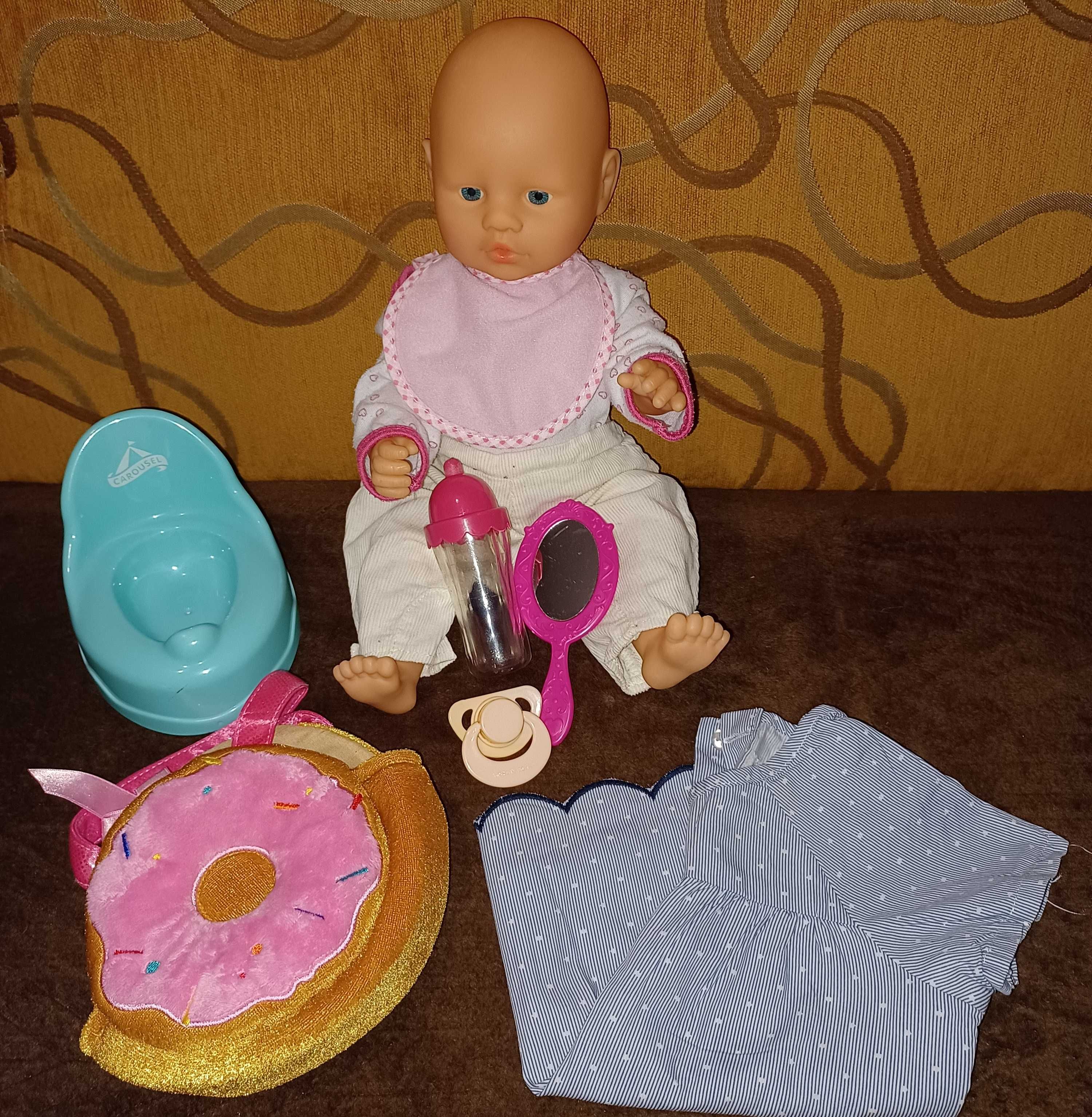 Lalka interaktywna baby born pije sika z zestawem akcesorii oraz tort