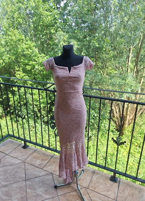 Zjawiskowa długa sukienka maxi syrenka koktajlowa marka Quiz S 36