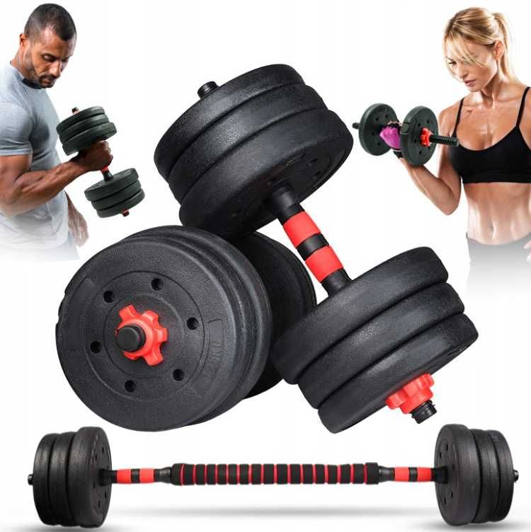 HANTLE BITUMICZNE 2x10kg zestaw hantli regulowane sztanga 20kg