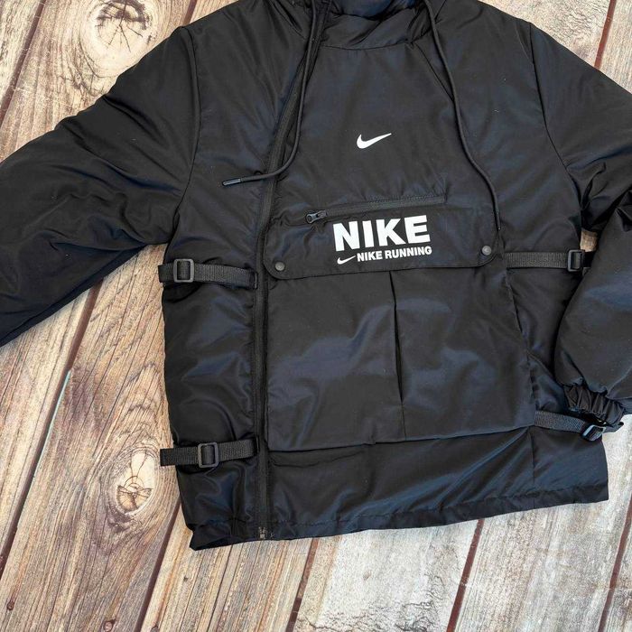 Чоловіча куртка Nike демісезонна з капюшоном Найк єврозима чорна S-XXL