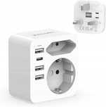 Adapter z wtyczka Europejska do UK 3USB+1USB C - nowy produkt