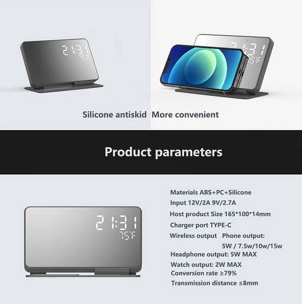 Бездротова зарядка Apple Samsung стенд 4 в 1 быстрая беспроводная 15W