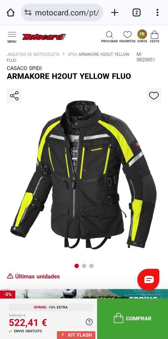 Casaco Spidi Armakore H2out - Tam S - Novo