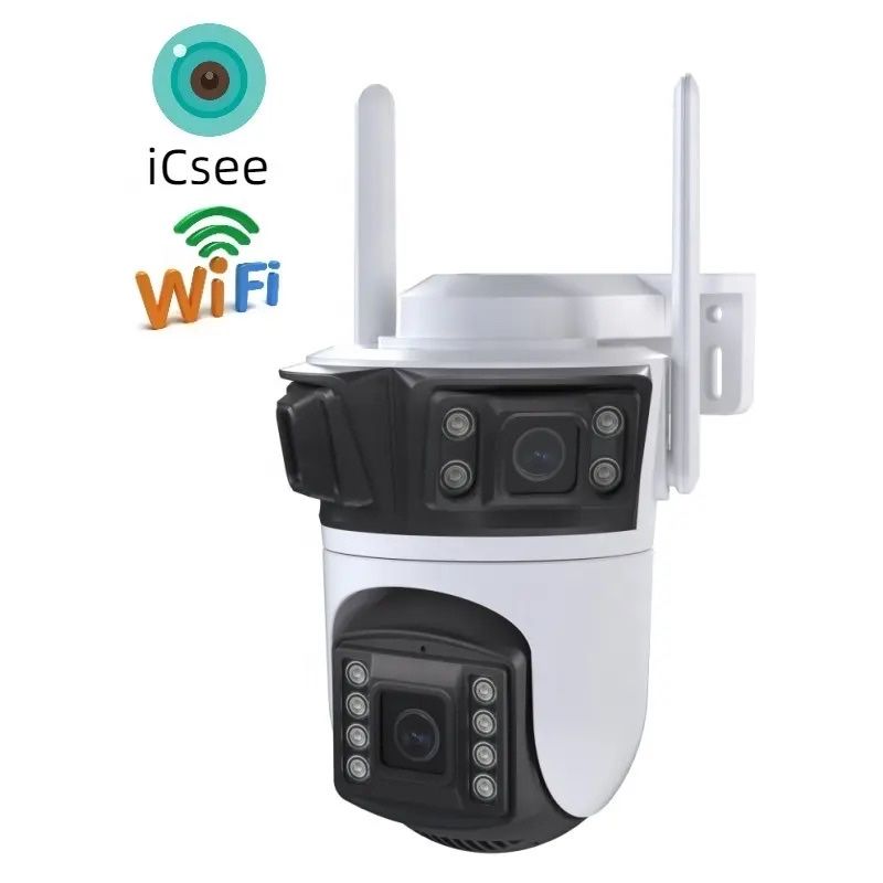 Камера Уличная WiFi IP ICSee камера 12MP 3 объектива Zoom видеокамера