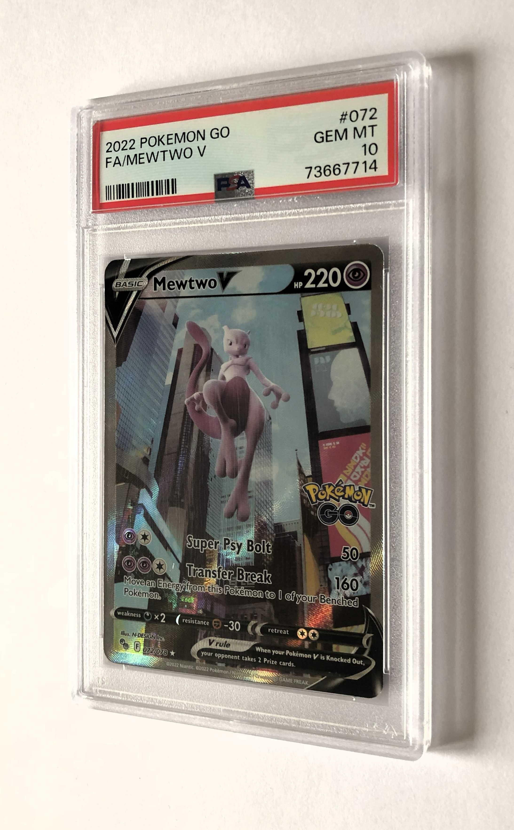 PSA 10 Pokemon Mewtwo V Pokemon GO 72/78 FA Ultra Rare Gem Mint