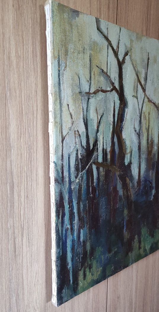 Obraz olejny na płótnie 57x43 cm "Drzewa" ręcznie malowany