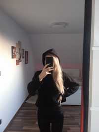 Zara crop top bluza z kapturem czarna XS s bawełna modna jesień zima