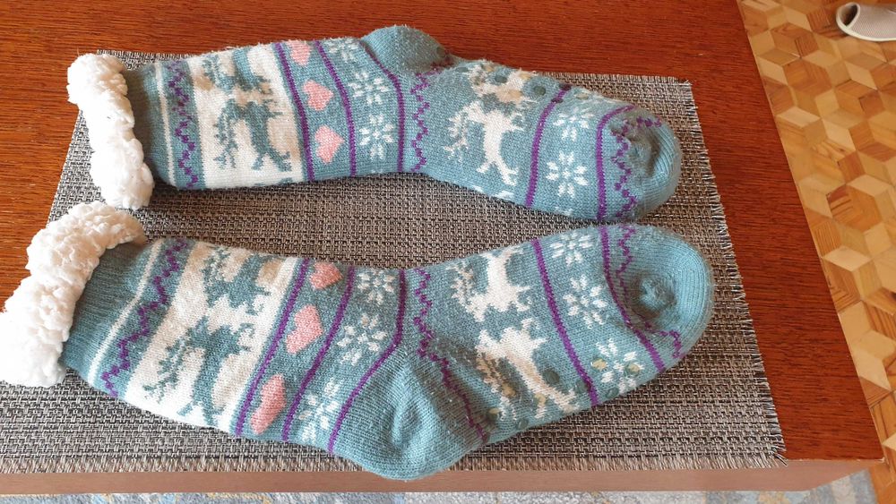 Grube ocieplane skarpety antypoślizgowe