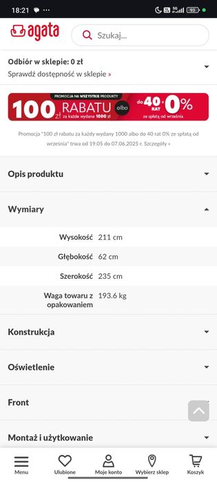 Szafa z lustrem Dorian 3D z oświetleniem