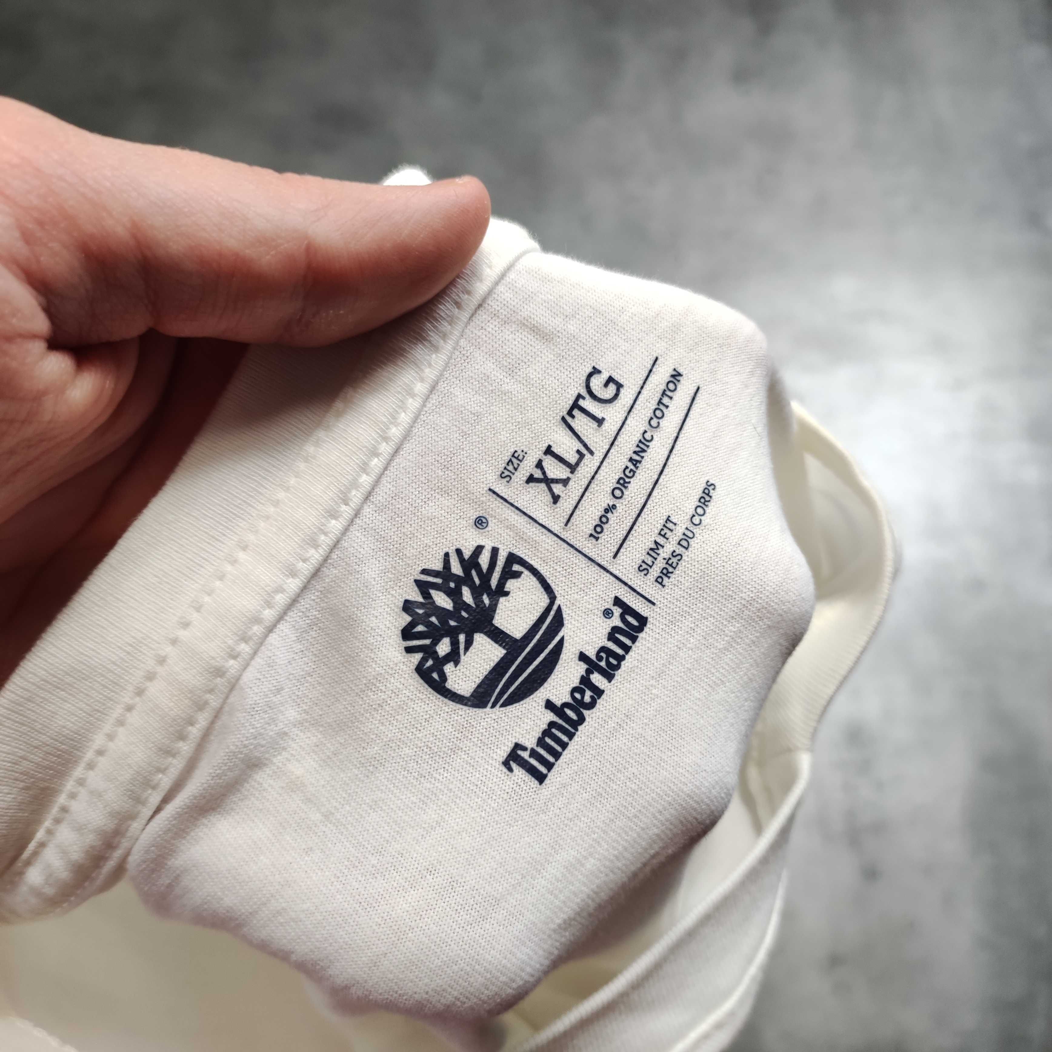 MĘSKA Koszulka Lekka Bawełna Klasyczna Biała Timberland Haft Logo