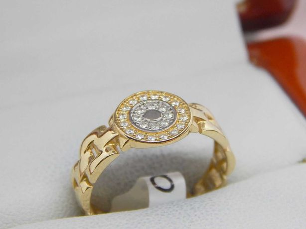 złoty pierścionek podwójna rozetka rozmiar 15 pr 585 waga 2,3 g nowy ,