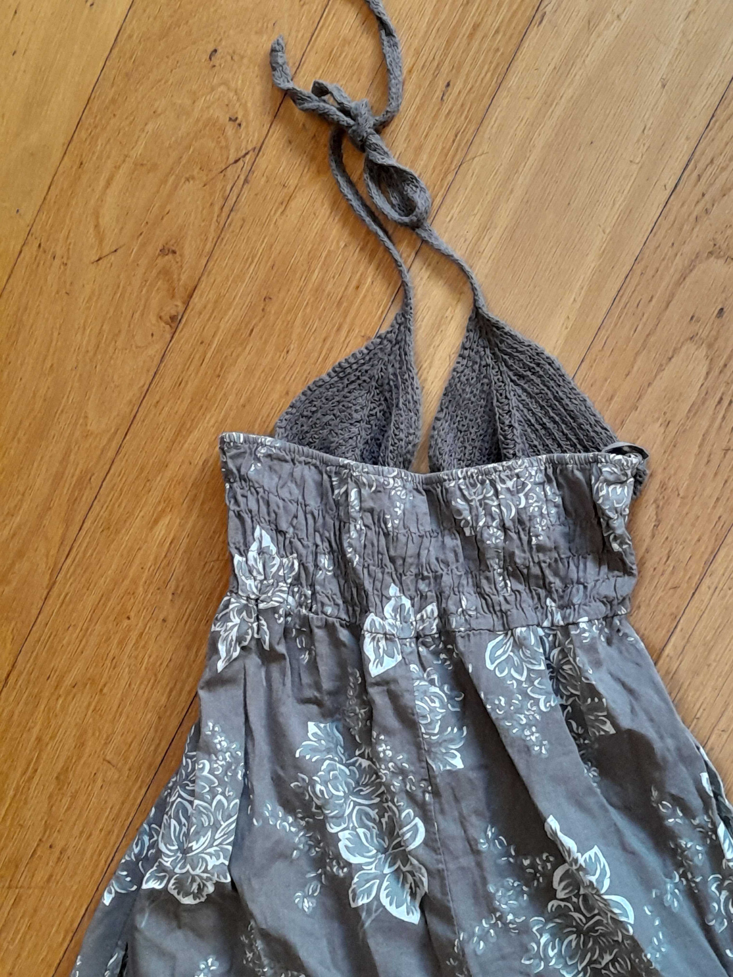 Vestido combinado croché e algodão, M