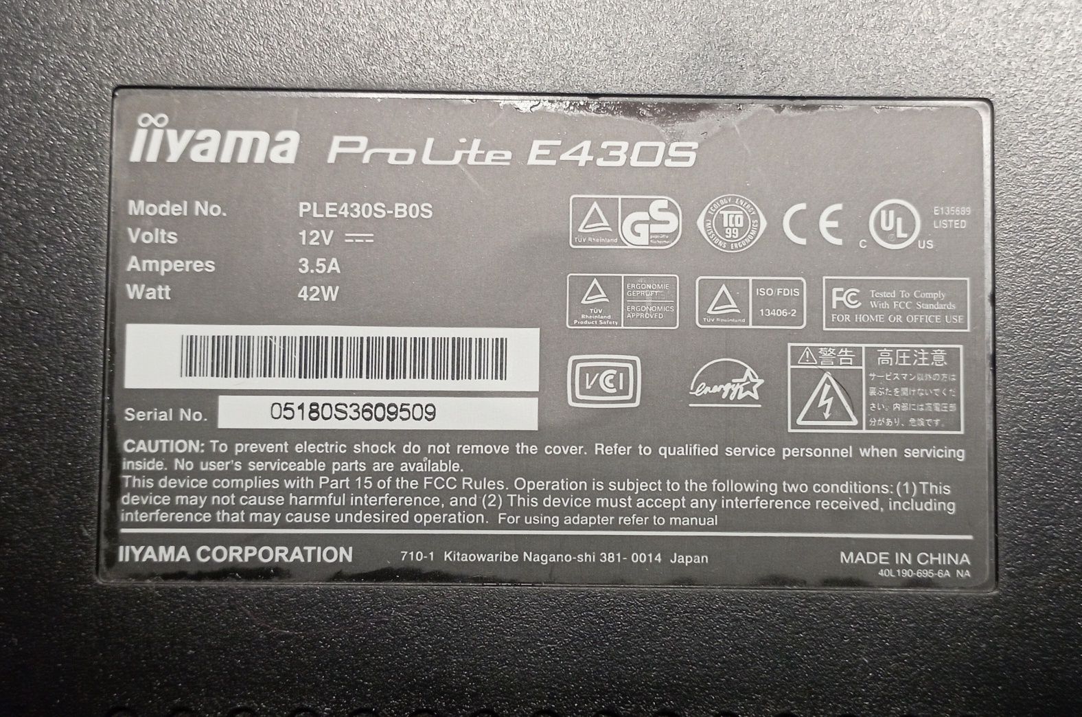 Monitor iiyama ProLite E430S