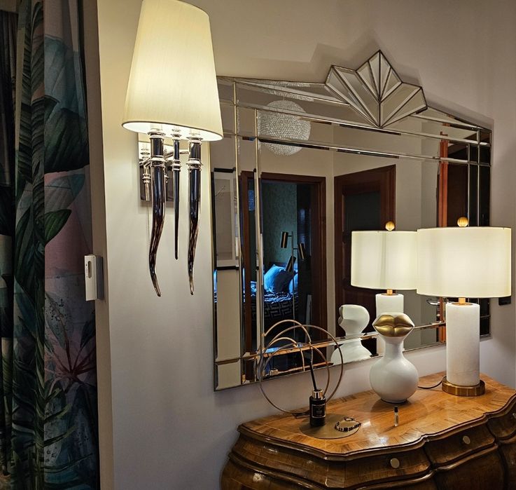 Duży kinkiet  Almi Decor   chrom + tkanina