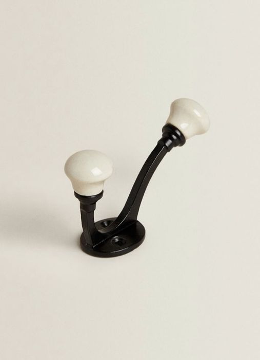 NOWY Zara Home wieszak ceramiczny metalowy kremowy uchwyt