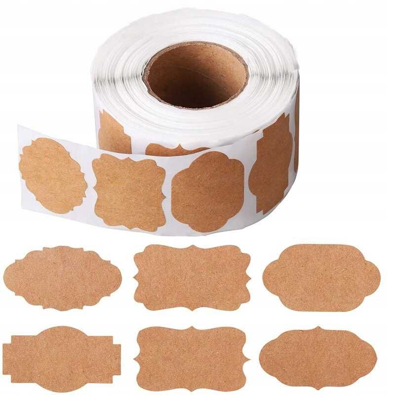 Etykiety samoprzylepne 300 szt naklejki okrągłe eko kraft 50x30mm