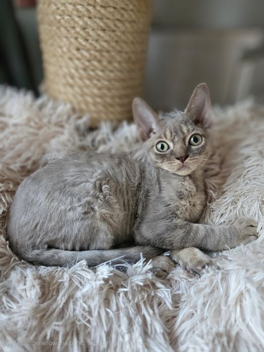 Liliowy kocurek Devon Rex