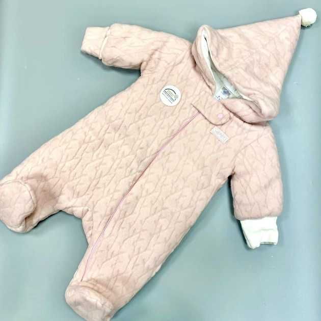 Демісезонний теплий комбінезон Veres .Рожевий для дівчаток -56 см