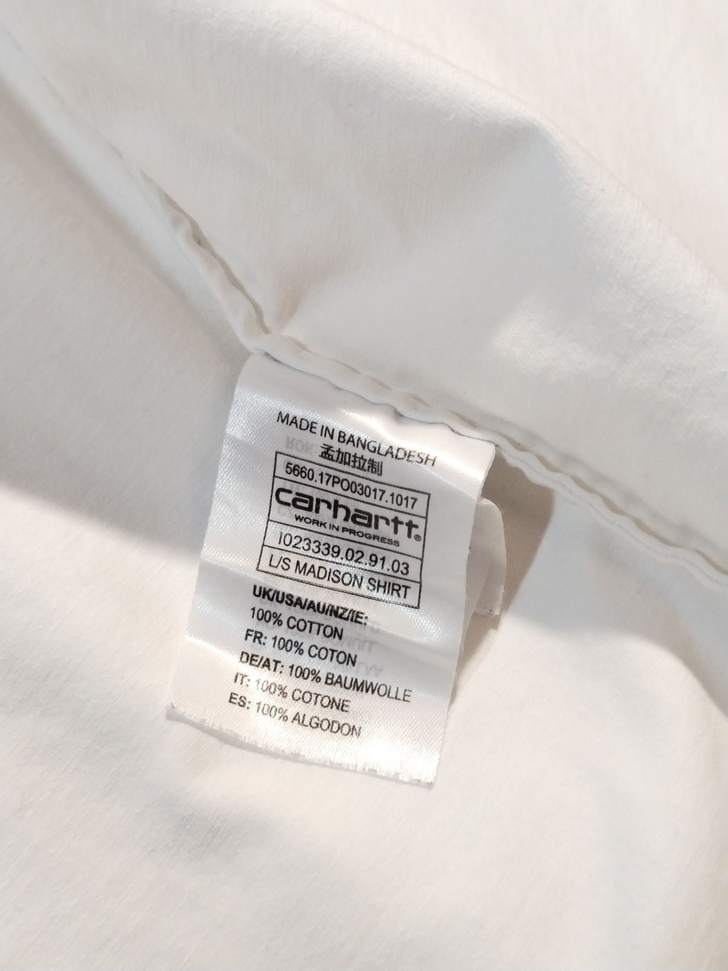 Carhartt WIP L/S Madison Shirt біла рубашка