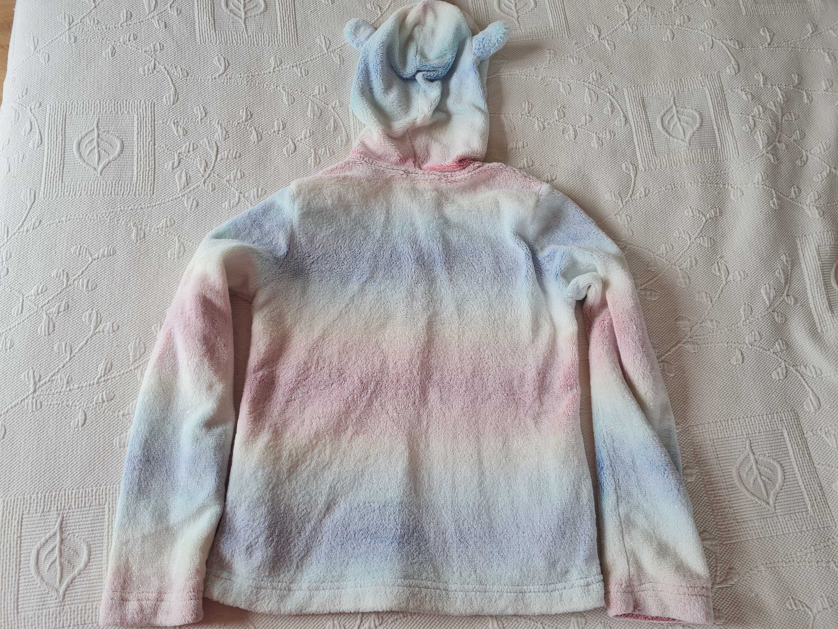 Casaco felpudo multicolorido unicórnio