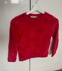 H&M bluza welurowa czerwona w serduszka roz 122-128 dla dziewczynki