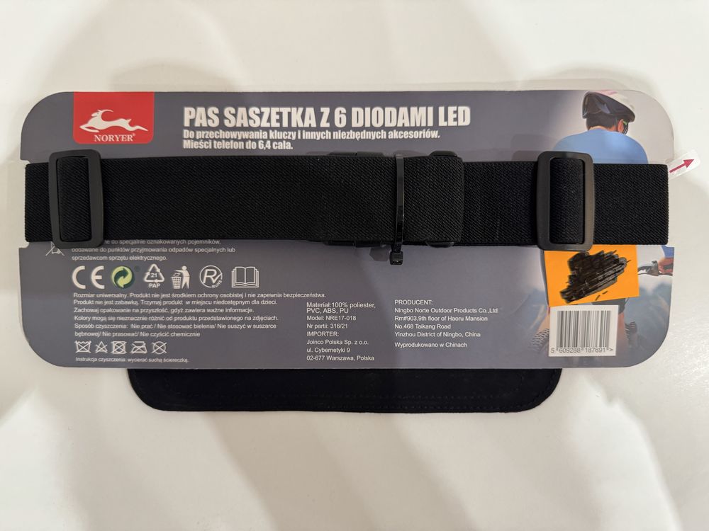 Pas - Saszetka do biegania z 6 diodami LED