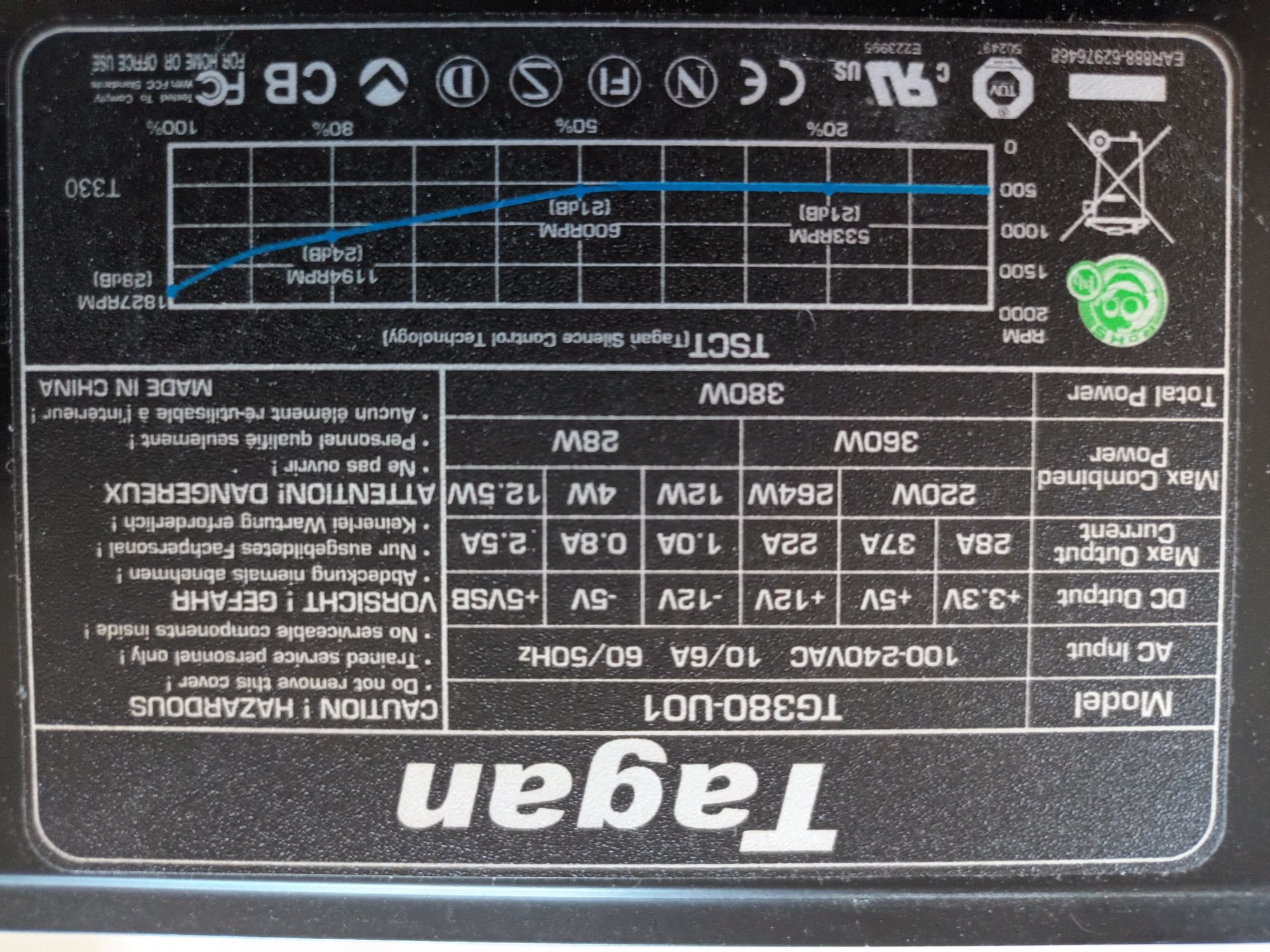 Wentylator Tagan 12V 0.19A