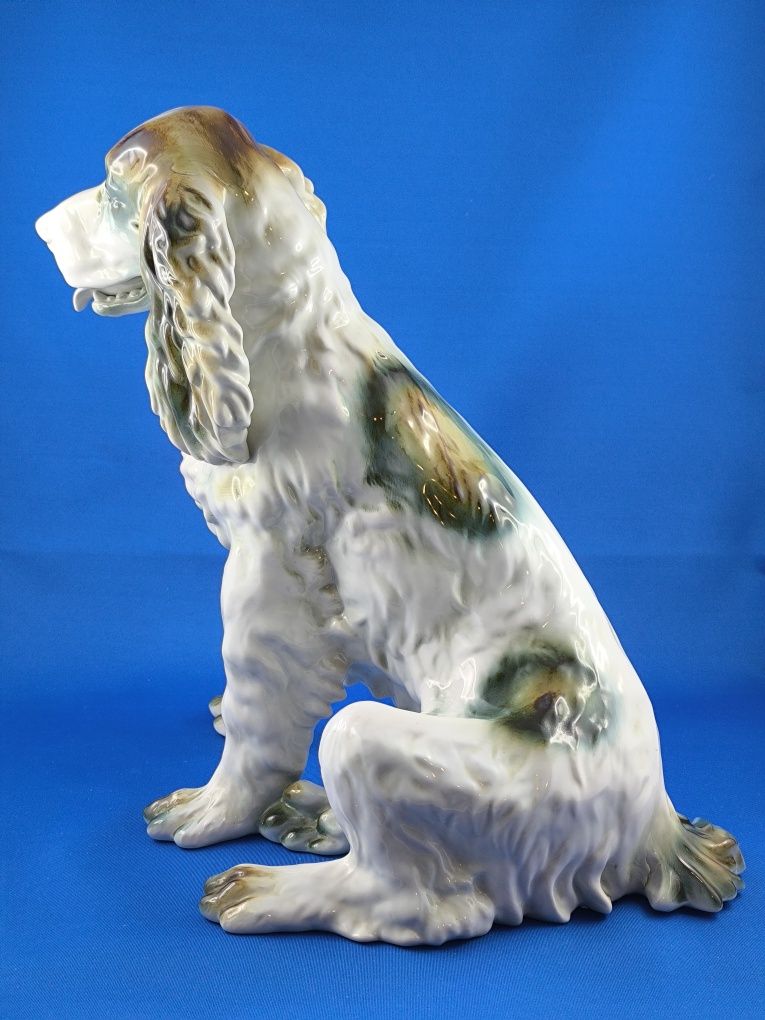 Spaniel Klausenburg Cervit Cluj Napoca 34cm #pies #porcelana #prezent
