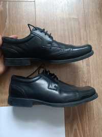 Buty półbuty eleganckie męskie pantofle czarne skórzane 43
