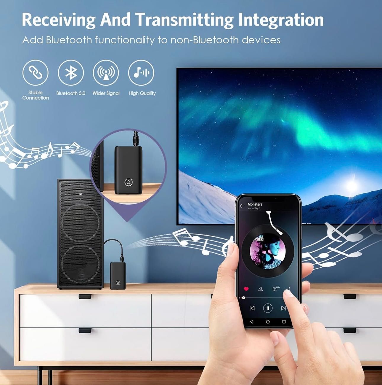 Odbiornik Bluetooth 5.0, 2 w 1 bezprzewodowy adapter audio Bluetooth