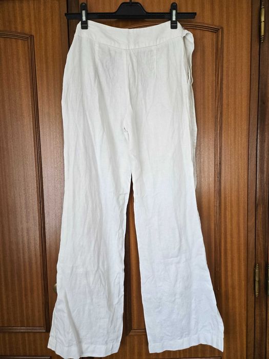 Calças Brancas de Linho Massimo Dutti