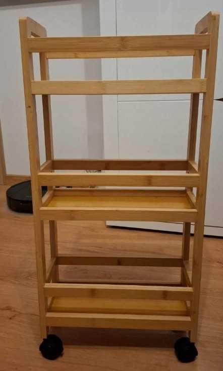 Szafka łazienkowa kuchenna mobilna na kółkach bambusowa wąska