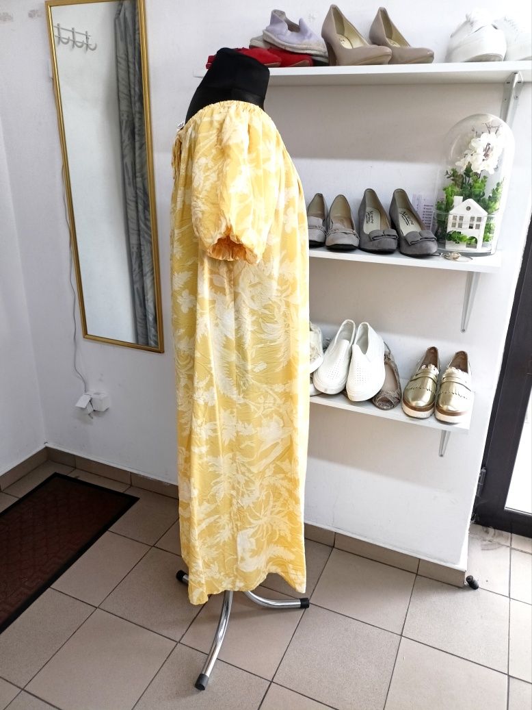 H&M sukienka midi żółta wiskoza 44