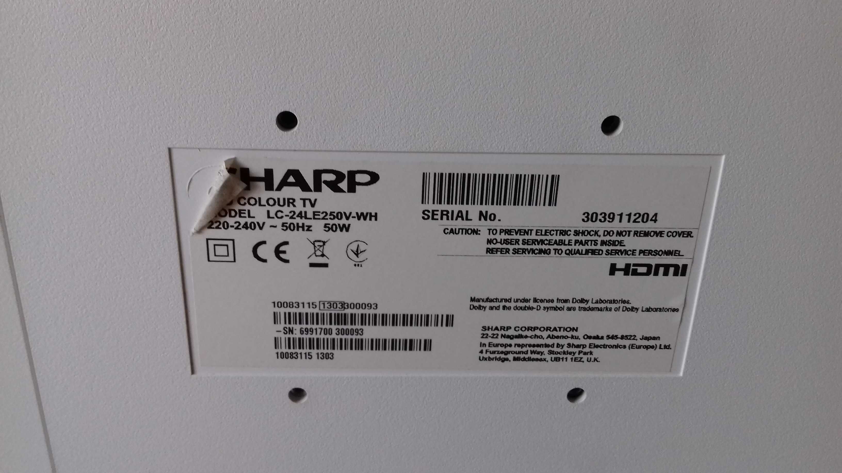 Telewizor biały 24cale LCD Sharp LC-24LE 250V-WH