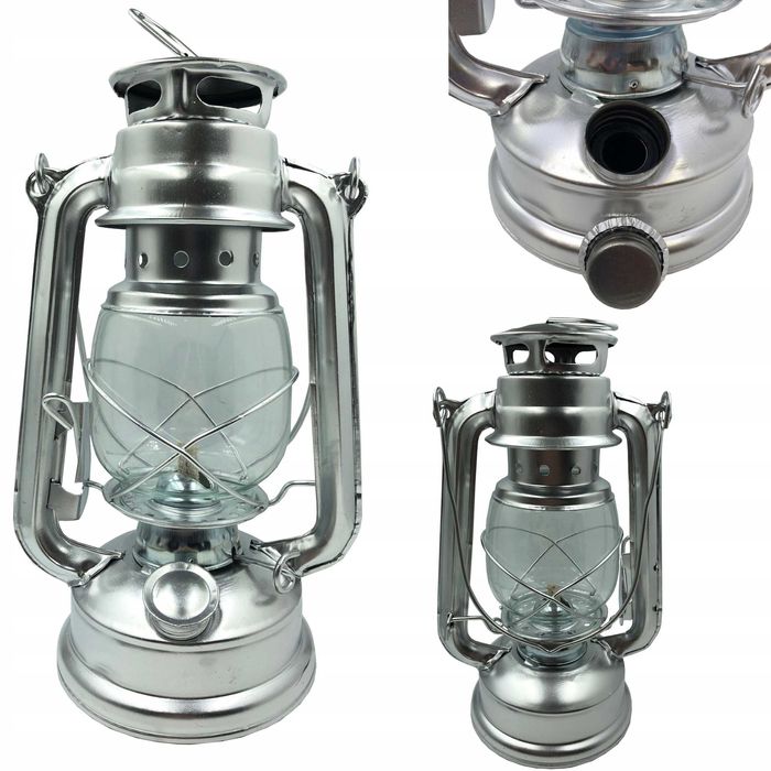 Lampa naftowa RETRO 24cm na naftę + knot niebieski