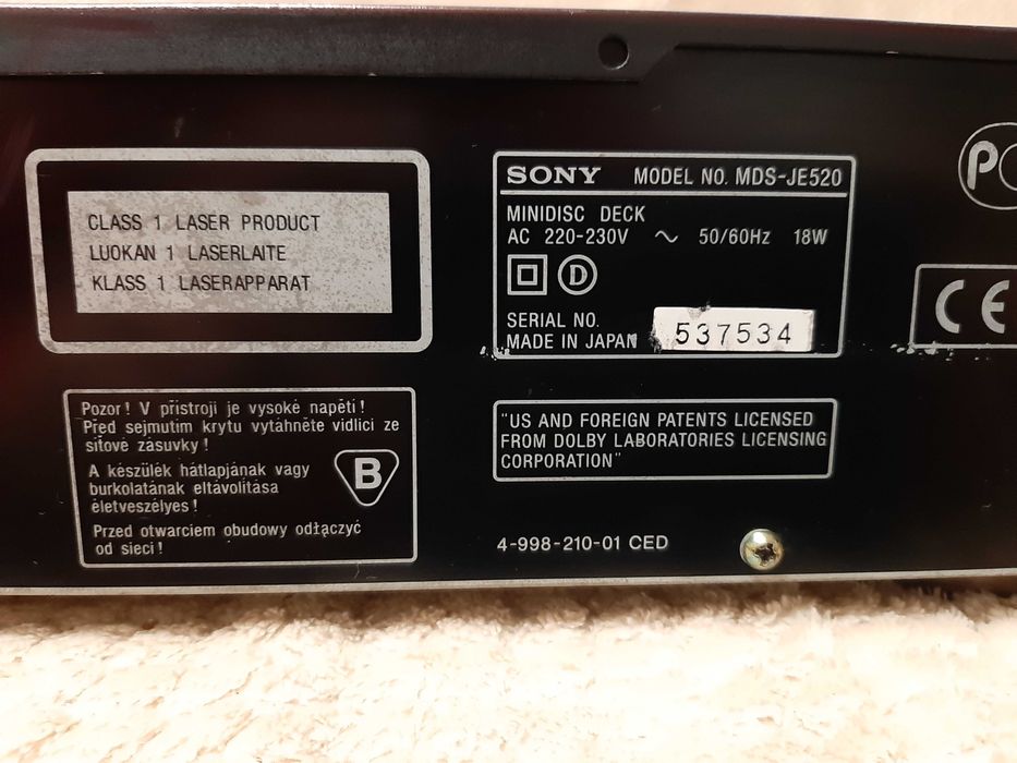 Програвач MD (міні дисків) SONY MDS-JE520