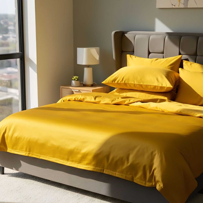 Сонячна постільна білизна. Преміум сатин. Жовтий комплект люкс
